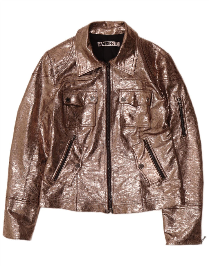 Женская куртка из искусственной кожи AMBIENTE UK 14, большая, коричневая, полиэстер