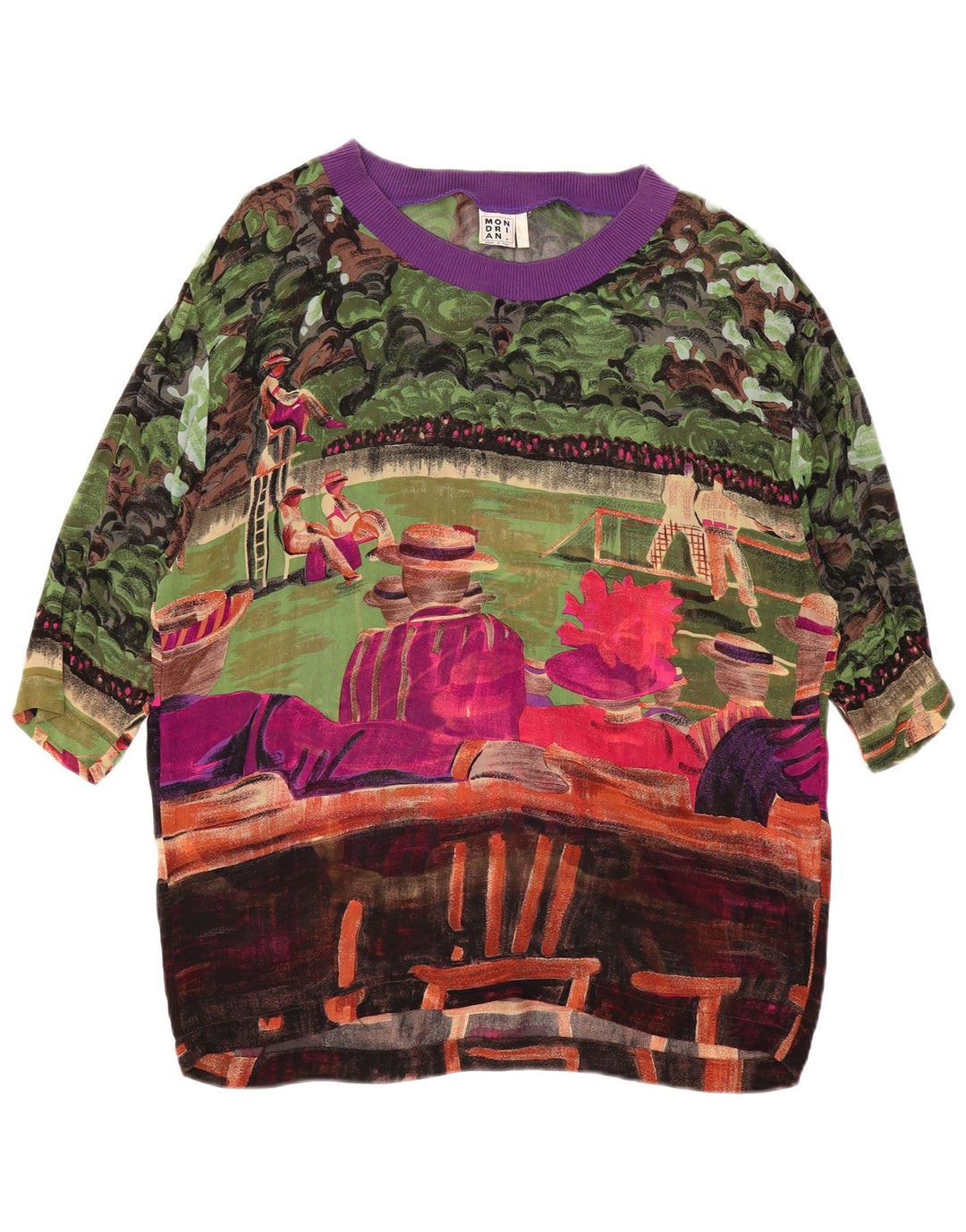 ВИНТАЖНАЯ женская блузка с абстрактным узором, Великобритания, 14 больших разноцветных цветов