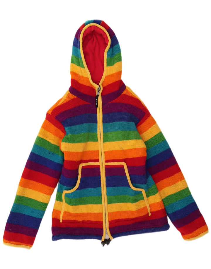 Винтажный женский свитер-кардиган, Великобритания, 12, средний, разноцветный, красочный