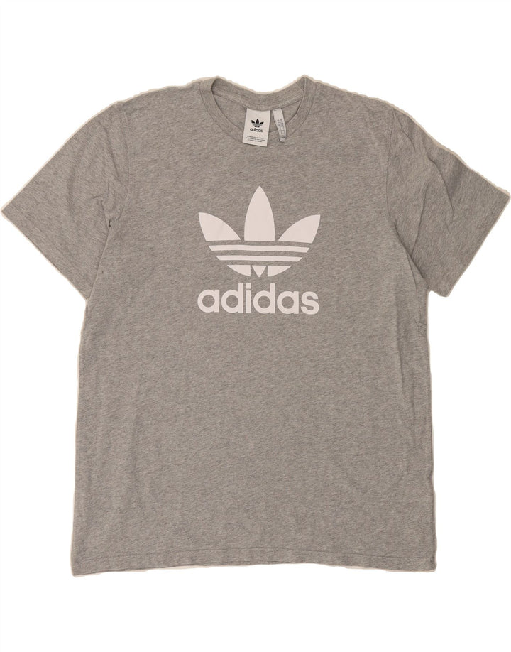 ADIDAS Mens Graphic T-Shirt Top Large Grey Cotton Vintage Adidas and Second-Hand Adidas from Messina Hembry 