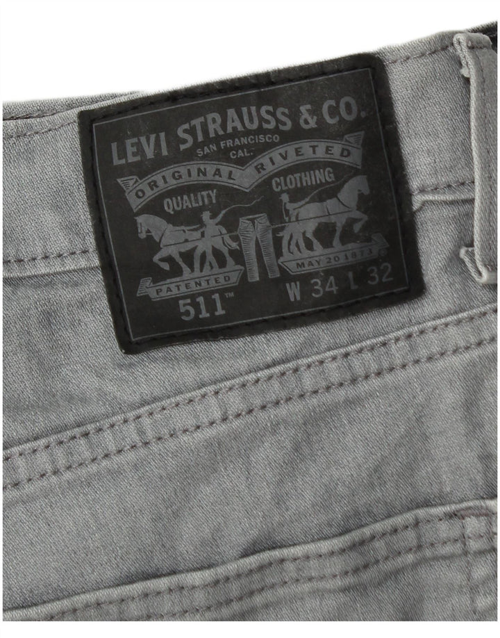Мужские джинсы Levi's 511 Slim W34 L32 Серые хлопковые