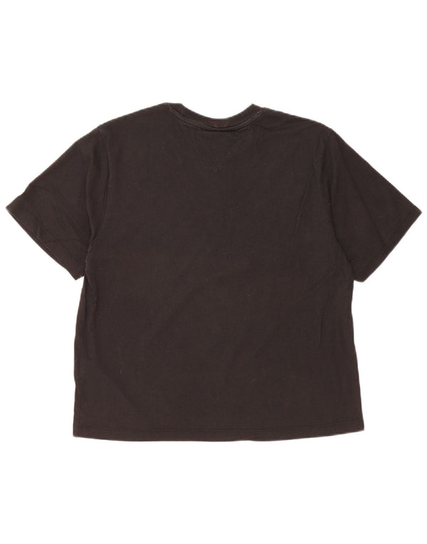 TOMMY HILFIGER Женская укороченная футболка с рисунком Top UK 10, маленький черный хлопок