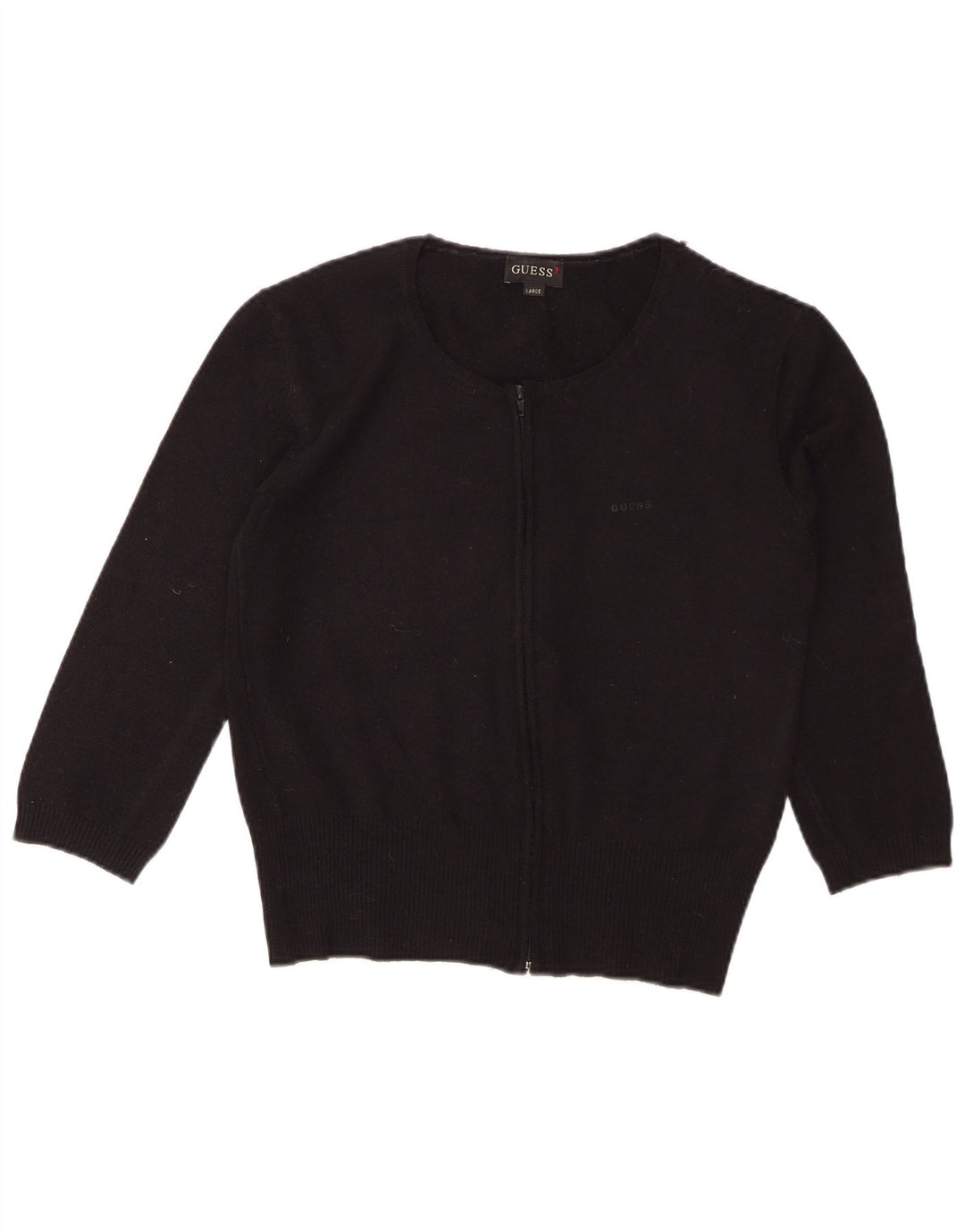 GUESS Женский укороченный кардиган с рукавами 3/4, Великобритания 14, большой черный