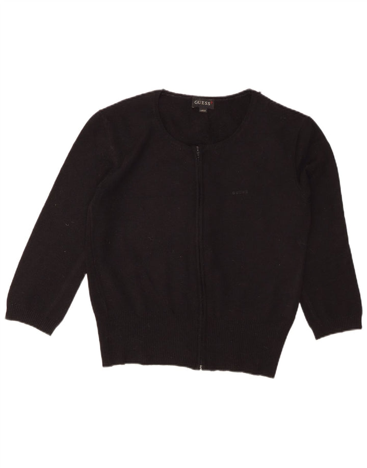 GUESS Женский укороченный кардиган с рукавами 3/4, Великобритания 14, большой черный