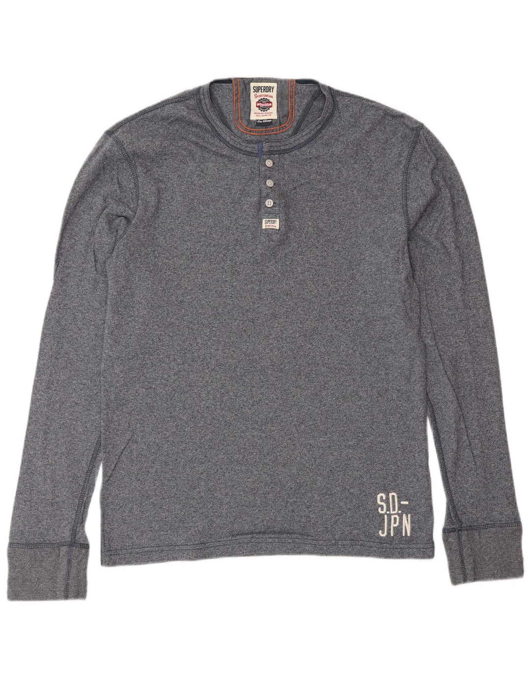 SUPERDRY Мужской топ с длинным рукавом XL, темно-синий, хлопок