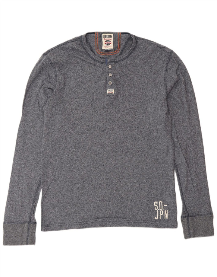 SUPERDRY Мужской топ с длинным рукавом XL, темно-синий, хлопок