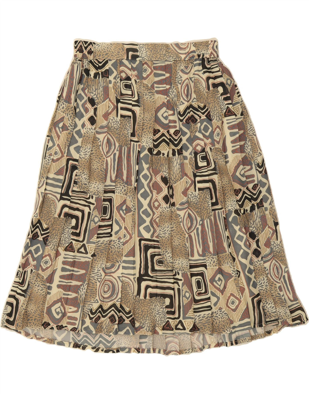 VINTAGE Womens Knife Pleated Skirt IT 42 Medium W30 Grey Geometric Vintage Vintage and Second-Hand Vintage from Messina Hembry 