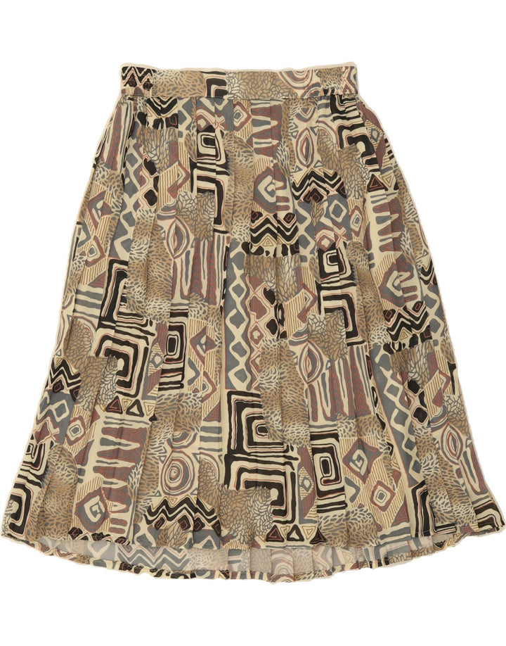 VINTAGE Womens Knife Pleated Skirt IT 42 Medium W30 Grey Geometric Vintage Vintage and Second-Hand Vintage from Messina Hembry 