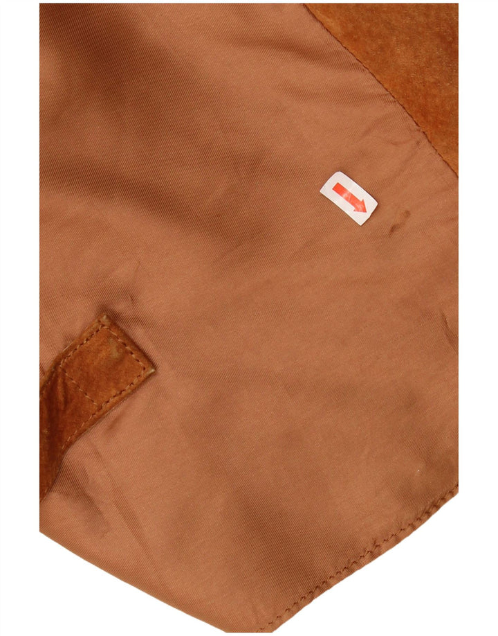 Винтажный женский замшевый жилет UK 16, большой коричневый кожаный размер