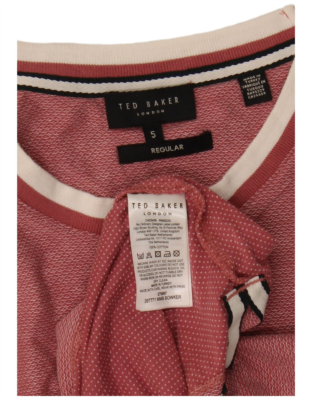 Мужская футболка стандартного размера Ted Baker, размер 5 XL, розовый хлопок