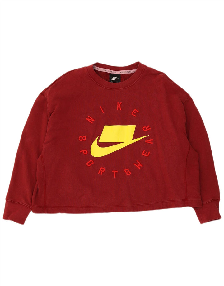 Женский укороченный свитшот с графическим рисунком Nike Oversized UK 14, средний красный