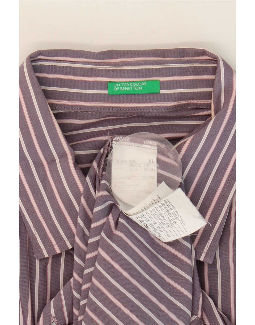 Мужская рубашка Benetton XL из хлопка в фиолетовую полоску