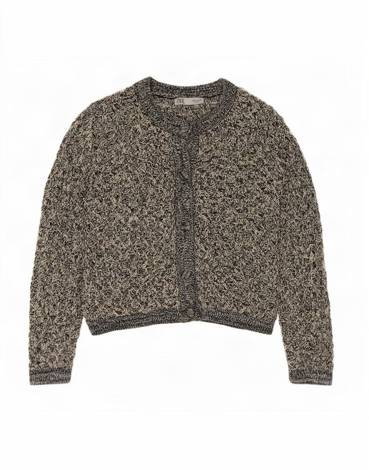 Женский кардиган крючком Zara UK 14, средний черный полиэстер с крапинками
