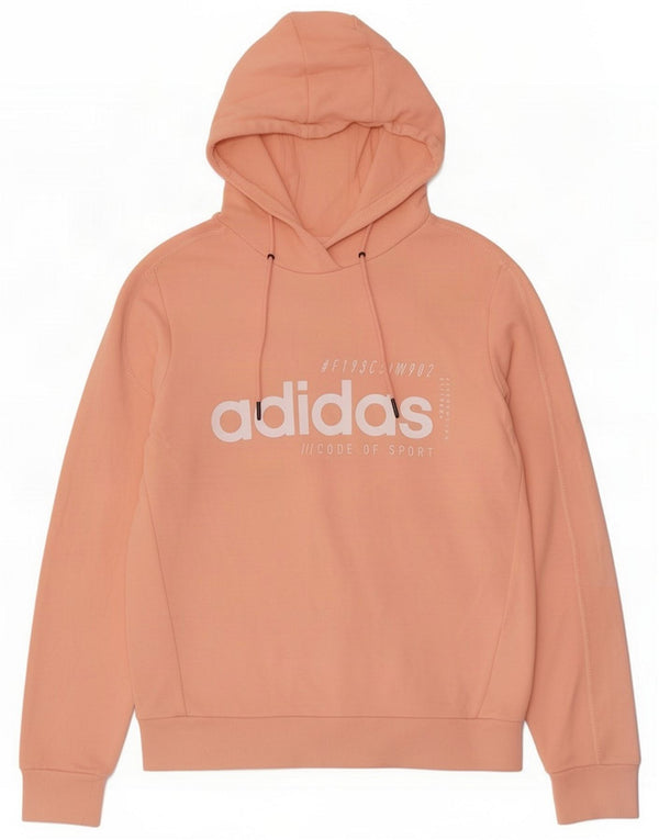 Женский джемпер с капюшоном Adidas с рисунком, Великобритания, 12/14, хлопок среднего розового цвета