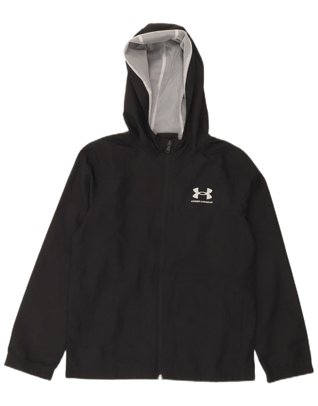 Дождевик с капюшоном для мальчиков Under Armour, 9–10 лет, средний черный, полиэстер