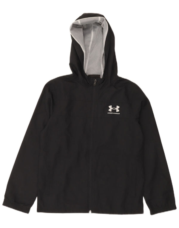 Дождевик с капюшоном для мальчиков Under Armour, 9–10 лет, средний черный, полиэстер