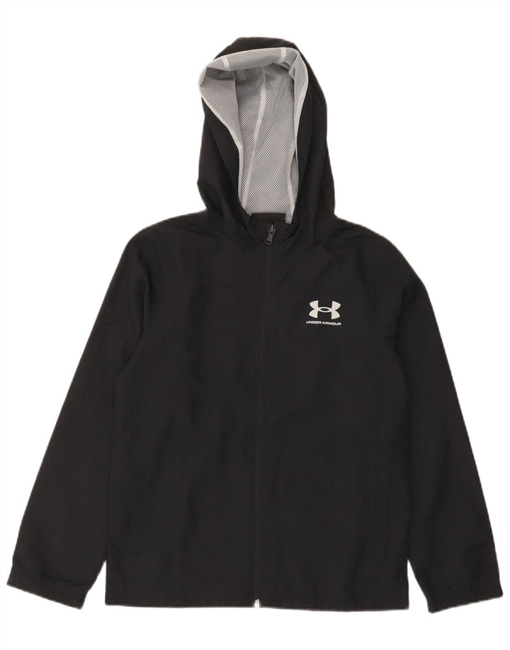 Дождевик с капюшоном для мальчиков Under Armour, 9–10 лет, средний черный, полиэстер