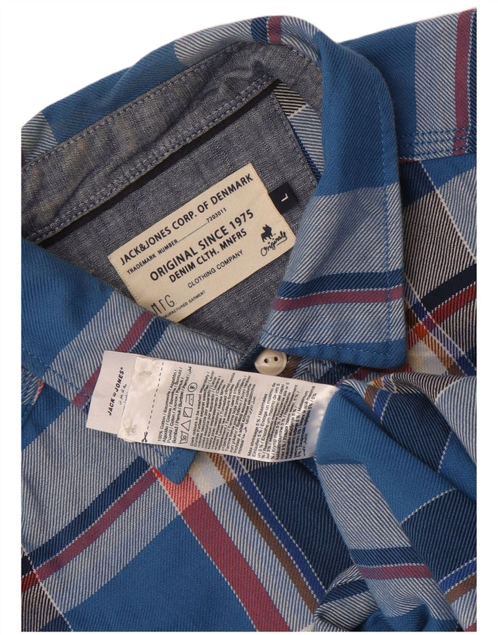 Мужская фланелевая рубашка Jack & Jones, большая синяя клетка, хлопок