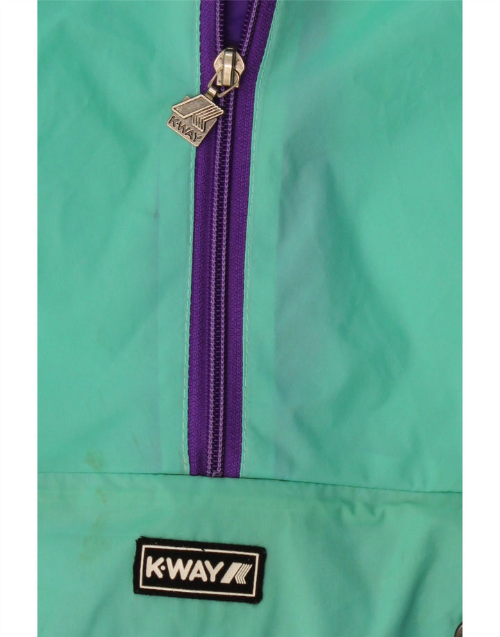 K-WAY Дождевик с капюшоном и пуловером для девочек 8–9 лет, зеленый с цветными блоками