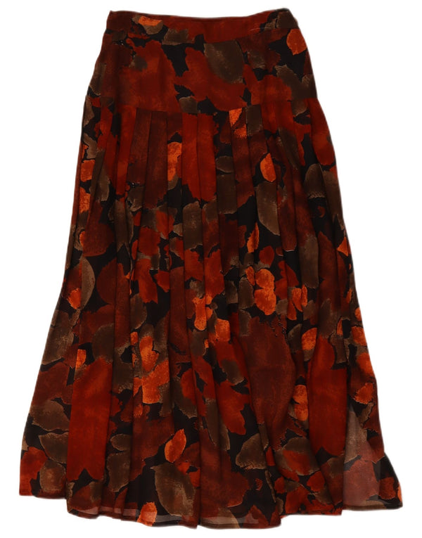Vintage Womens Pleated Skirt IT 42 Medium W26  Black Floral Acetate