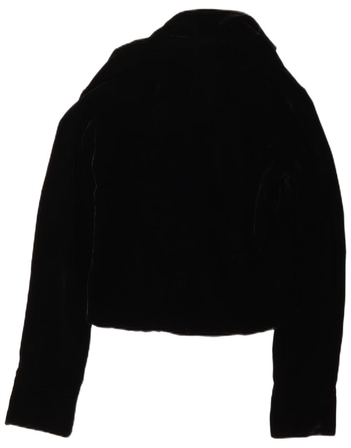 ВИНТАЖНЫЙ женский бархатный пиджак с 3 пуговицами, Великобритания 12, средний черный