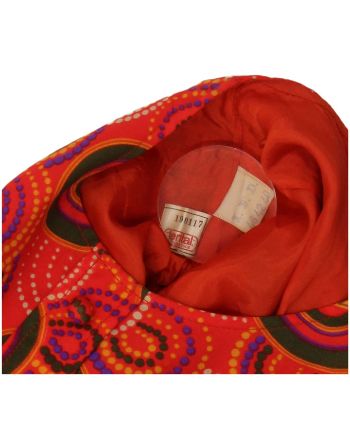 ВИНТАЖНОЕ женское платье А-силуэта IT 46, большое красное с геометрическим узором