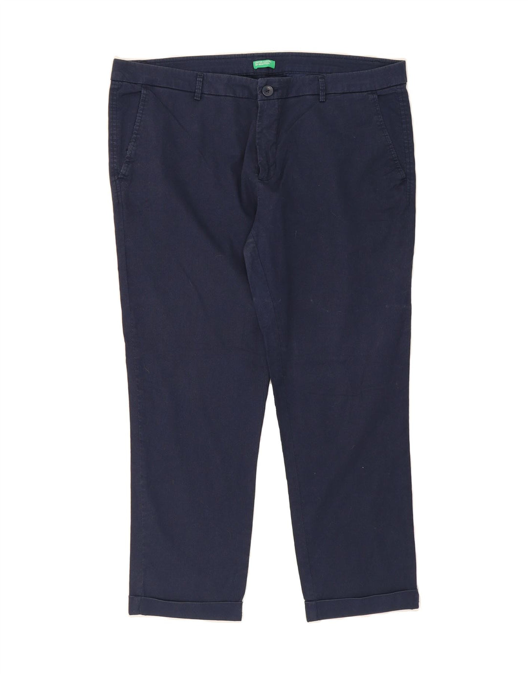 BENETTON Womens Slim Cropped Trousers W38 L25 Navy Blue Vintage Benetton and Second-Hand Benetton from Messina Hembry 