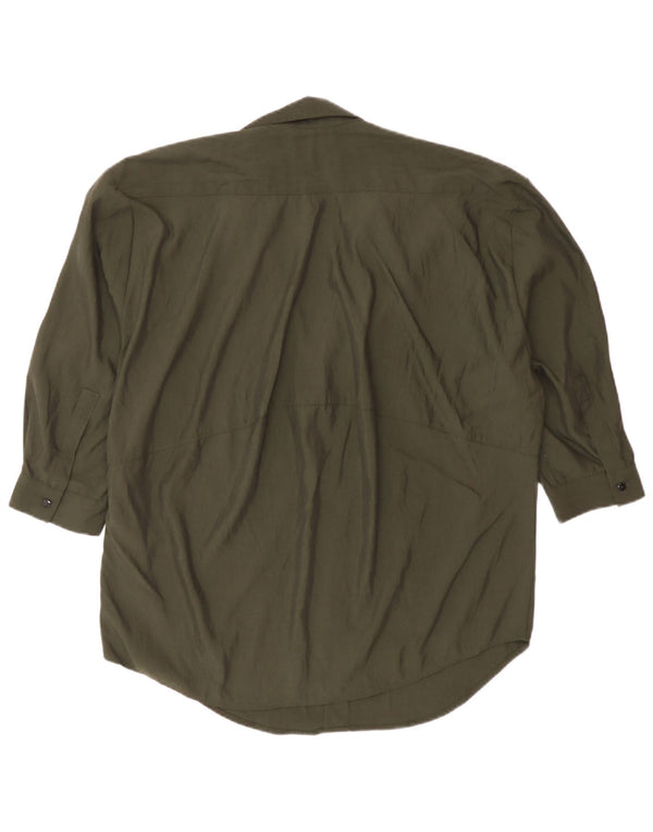 Женская рубашка оверсайз с рукавом 3/4 Zara UK 6 XS хаки из лиоцелла