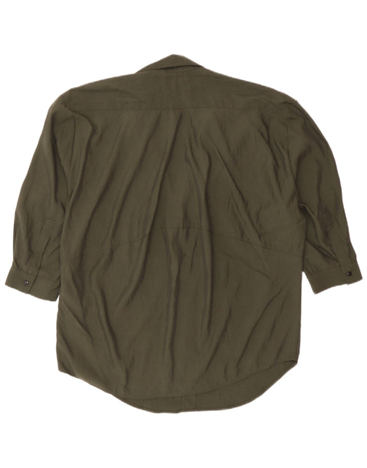 Женская рубашка оверсайз с рукавом 3/4 Zara UK 6 XS хаки из лиоцелла