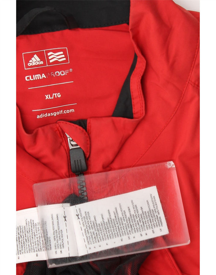 Мужская дождевик Adidas Clima Proof UK 42 XL, красный полиэстер с цветными блоками