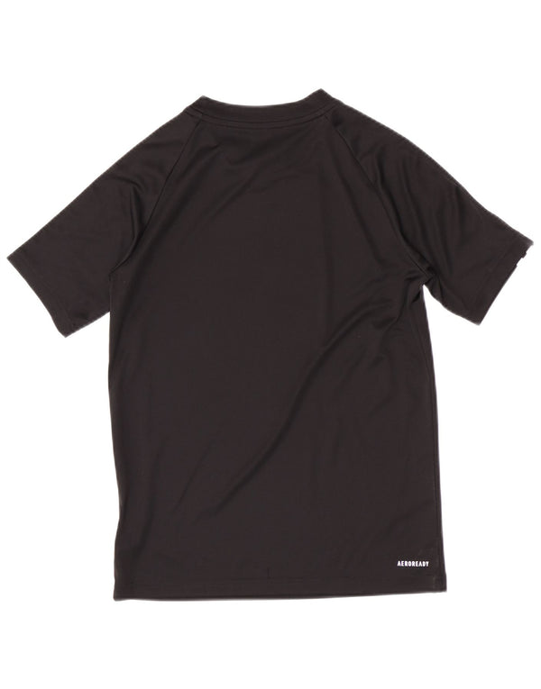 Adidas Boys Aeroready Regular T-Shirt Top 11-12 Years Black Polyester