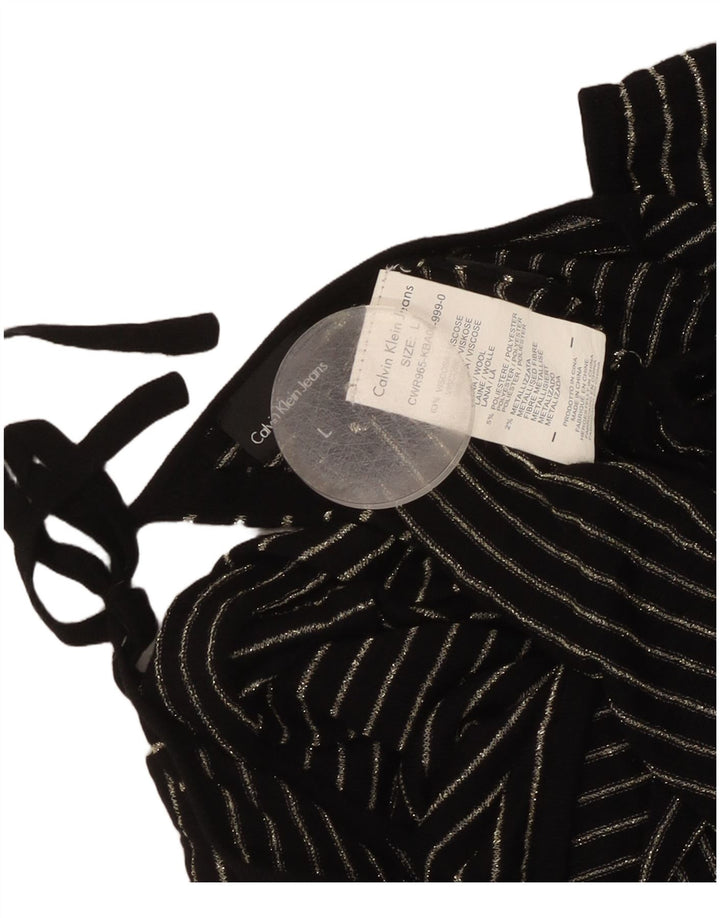 Женская укороченная блузка Calvin Klein UK 14, вискоза, большая черная полоска