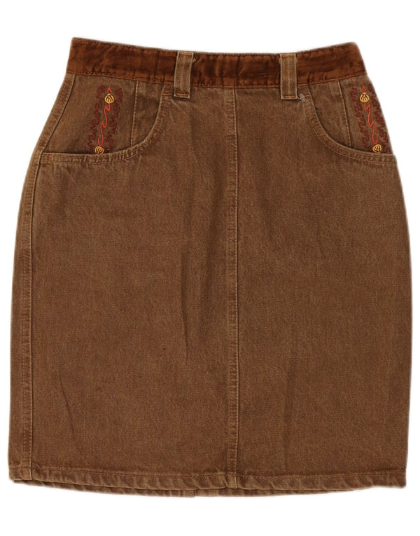STEFANEL Womens High Waist Denim Skirt IT 46 Large W28  Brown Cotton