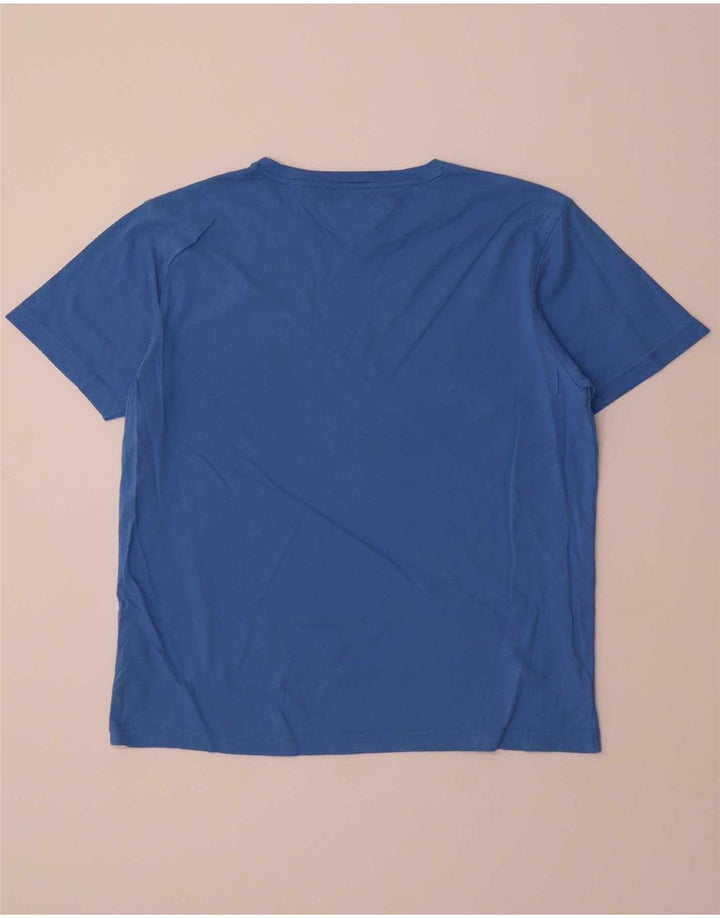 TOMMY HILFIGER Mens Graphic T-Shirt Top Medium Blue Cotton