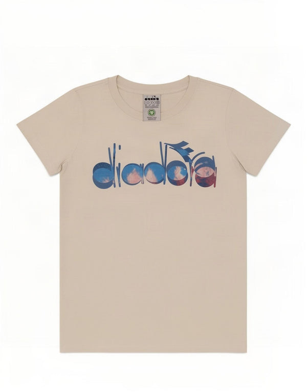 Женская футболка с рисунком Diadora Top UK 10, маленькая, белый хлопок