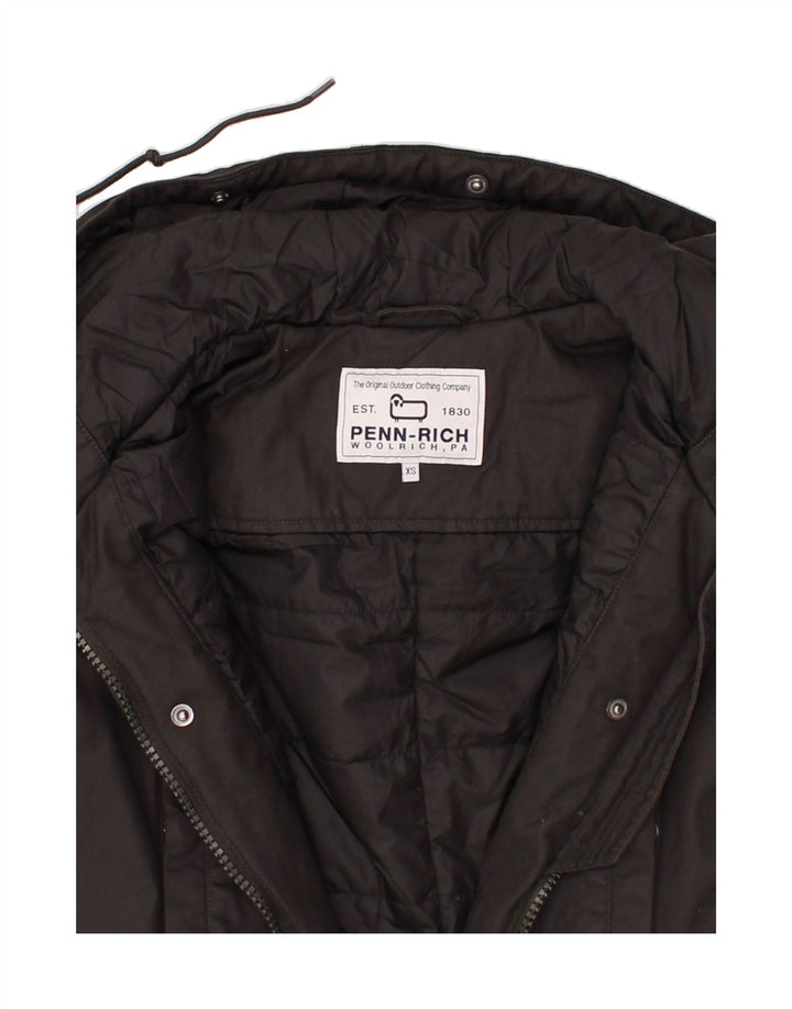 WOOLRICH Womens Oversized Hooded Parka Jacket UK 6 XS Black Polyester Vintage Woolrich and Second-Hand Woolrich from Messina Hembry 