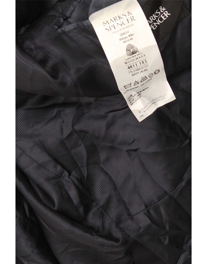 Мужской пиджак на двух пуговицах Marks & Spencer UK 40, средний темно-синий, новая шерсть