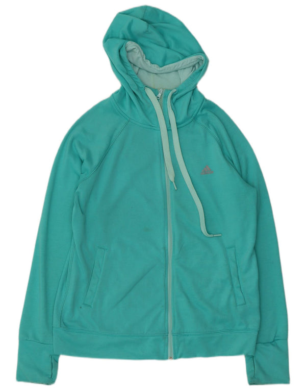 Женский свитер с капюшоном на молнии ADIDAS Climalite UK 16/18, большой бирюзовый