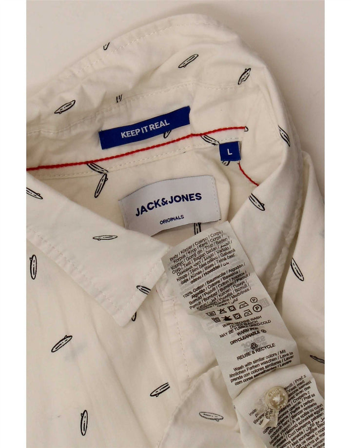 Мужская рубашка с коротким рукавом Jack & Jones, большая белая пятнистая хлопковая рубашка