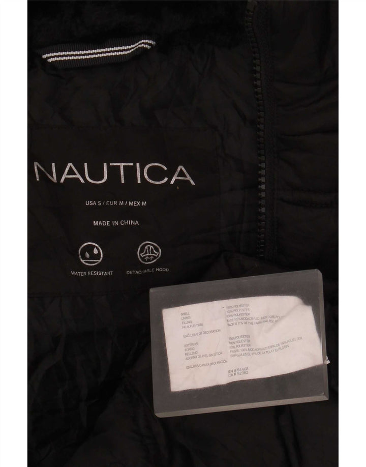 Женская утепленная куртка оверсайз с капюшоном Nautica UK 10, маленький черный полиэстер