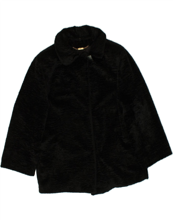 VINTAGE Womens Overcoat UK 16 Large Black Viscose Vintage Vintage and Second-Hand Vintage from Messina Hembry 