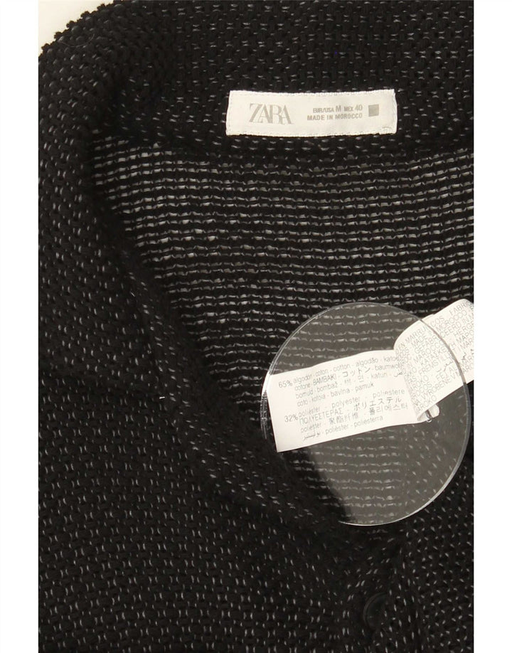 Мужская рубашка с коротким рукавом Zara, средний черный хлопок в крапинку