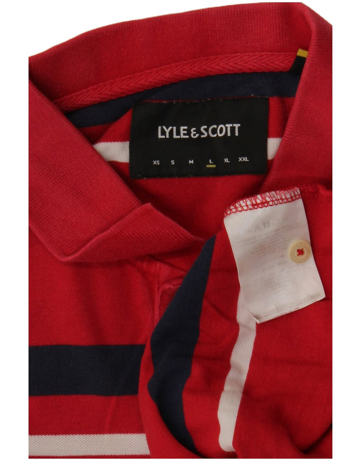 Мужская рубашка-поло Lyle & Scott в большую красную полоску из хлопка
