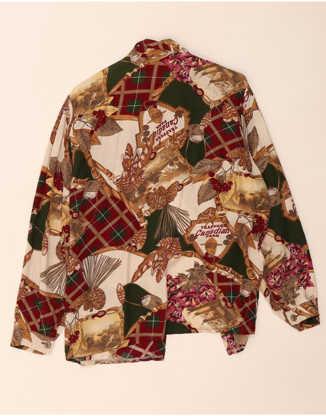 ВИНТАЖНАЯ женская блузка-рубашка с абстрактным узором, Великобритания, 18 XL, разноцветная