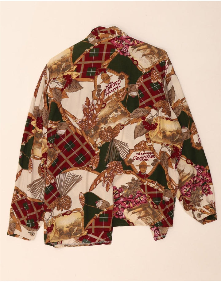 ВИНТАЖНАЯ женская блузка-рубашка с абстрактным узором, Великобритания, 18 XL, разноцветная