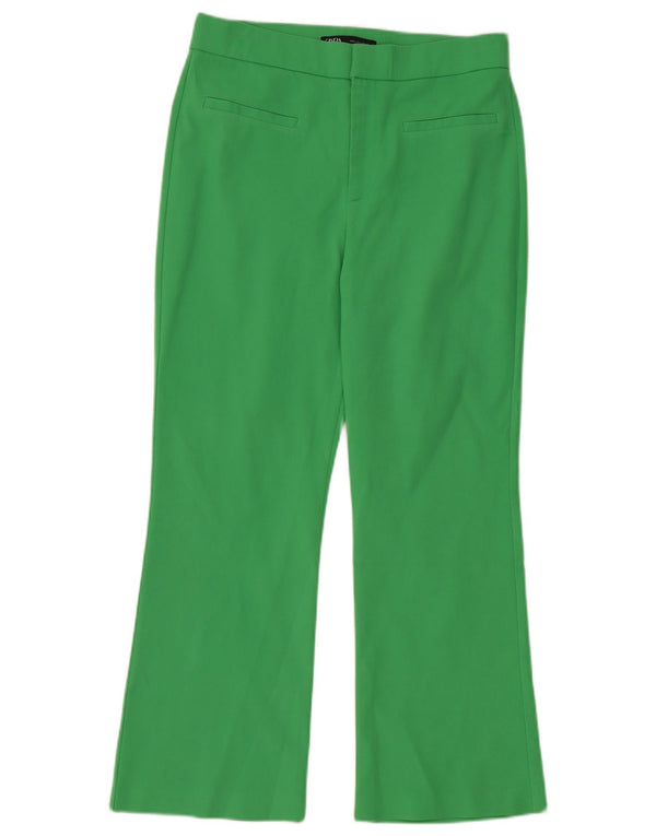 Женские повседневные брюки с высокой талией Zara Bootcut, большие размеры, W30 L26, зеленый хлопок