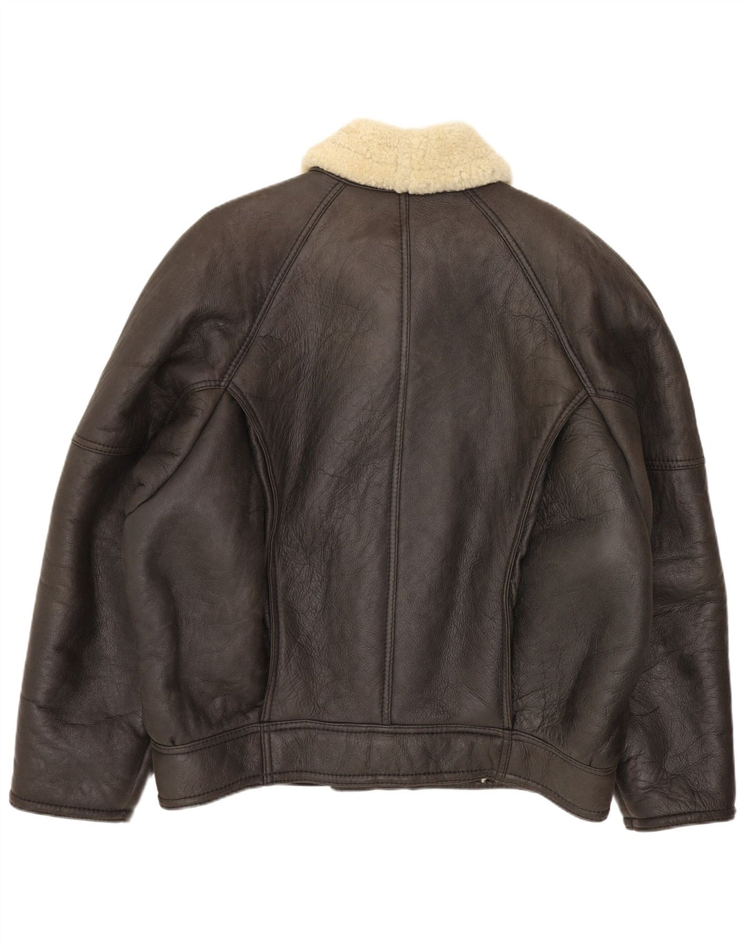 Винтажная мужская короткая дубленка IT 52 XL Коричневая кожаная