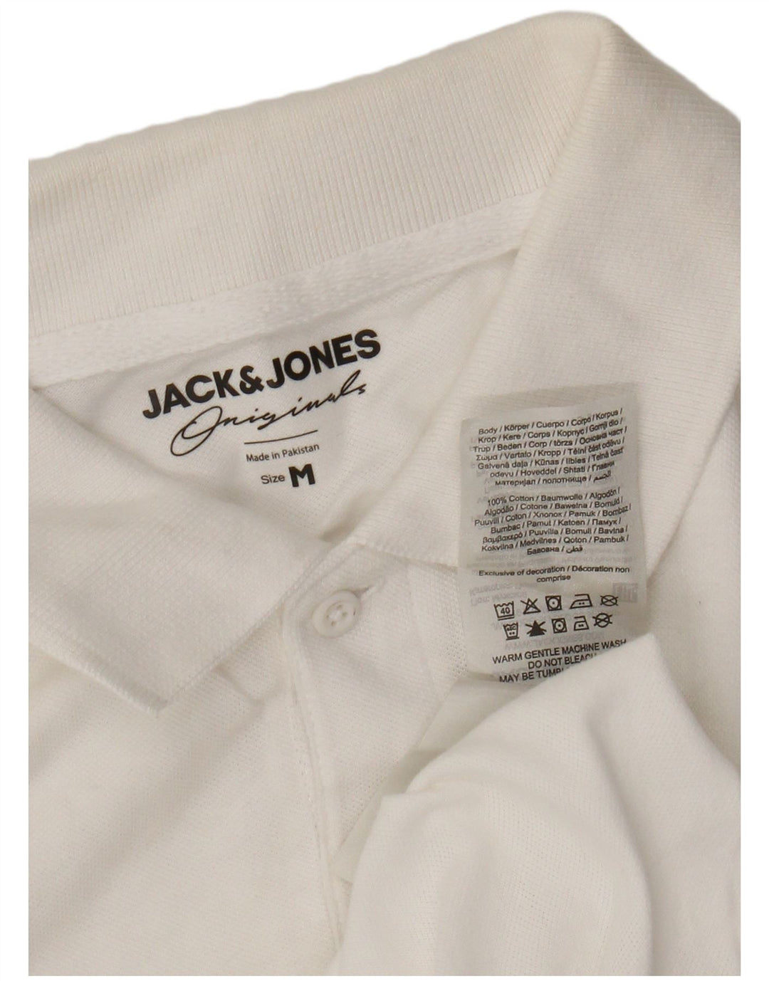 Мужская рубашка поло JACK & JONES среднего размера, белый хлопок, хлопок