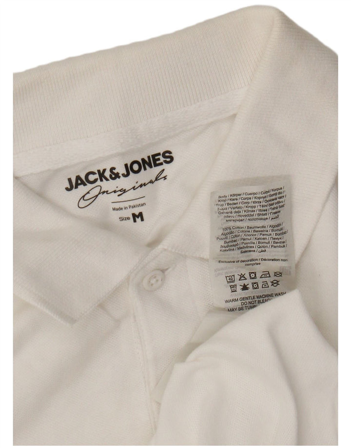 Мужская рубашка поло JACK & JONES среднего размера, белый хлопок, хлопок