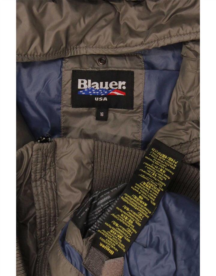 Утепленная куртка Blauer для мальчиков с капюшоном 15-16 лет Серый полиамид